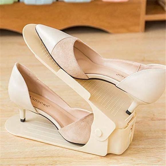 PENGKE Shoe Slots Space Saver for Closet Organization, Adjustable Shoe Stacker